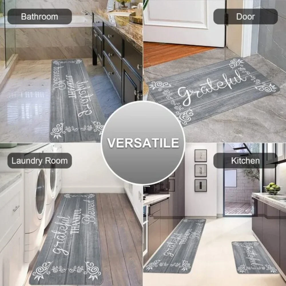 New Set of 2 Non Slip Cushioned Kitchen Mats, Waterproof Farmhouse Kitchen Rugs